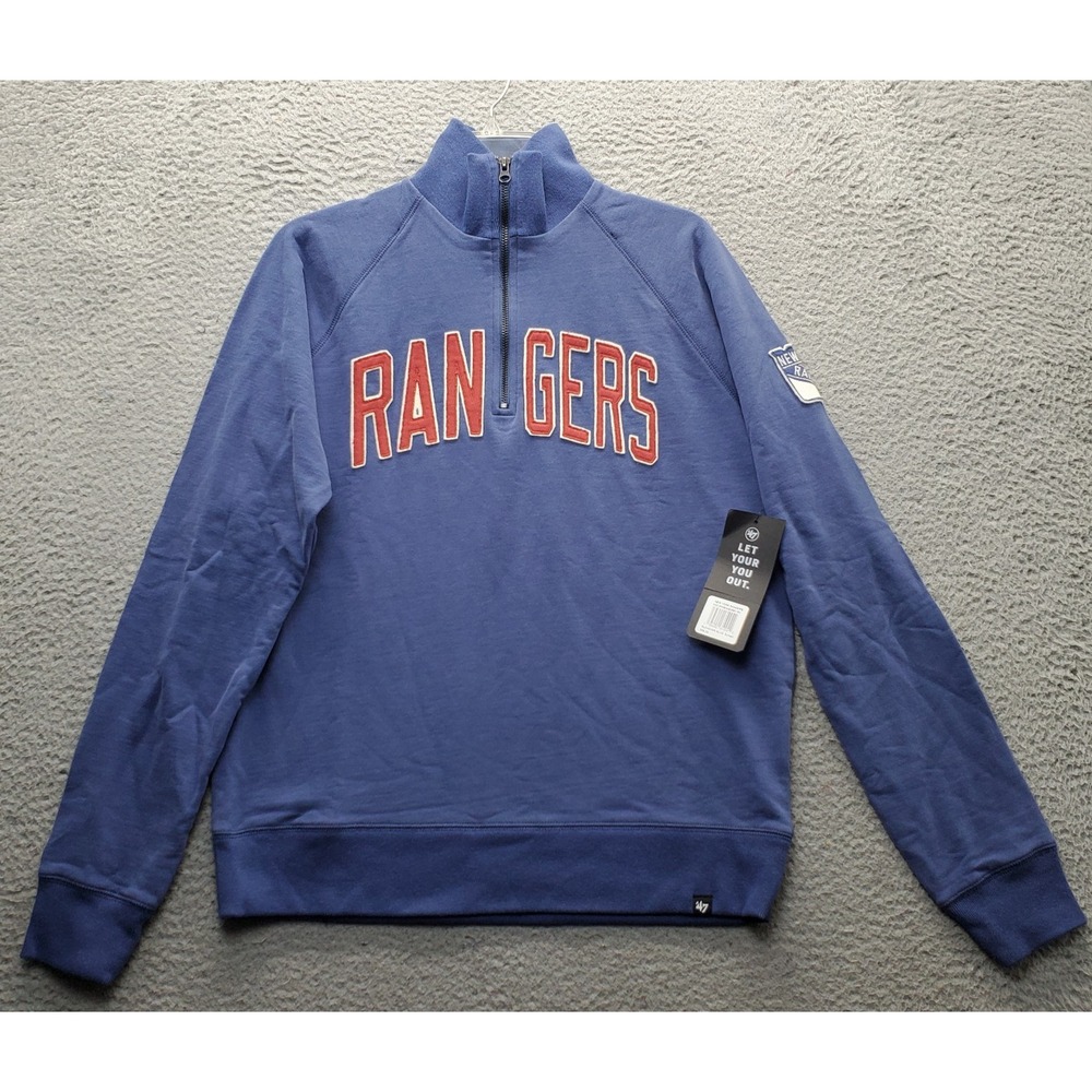 NHL New York Rangers '47 Ice Hockey Sweatshirt Unisex Small Blue 1/4 Zip Sports